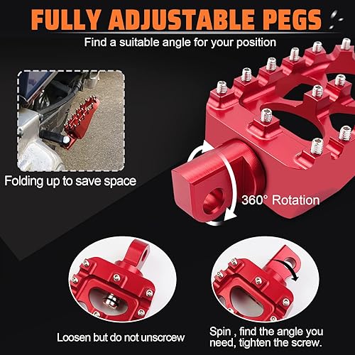 Vista 9 de StarknightMT Estriberas anchas CNC de 360° Roating MX Foot Pegs Chopper Bobber Style Compatible con Dyna Fatboy Sportster Iron 883 (negro)