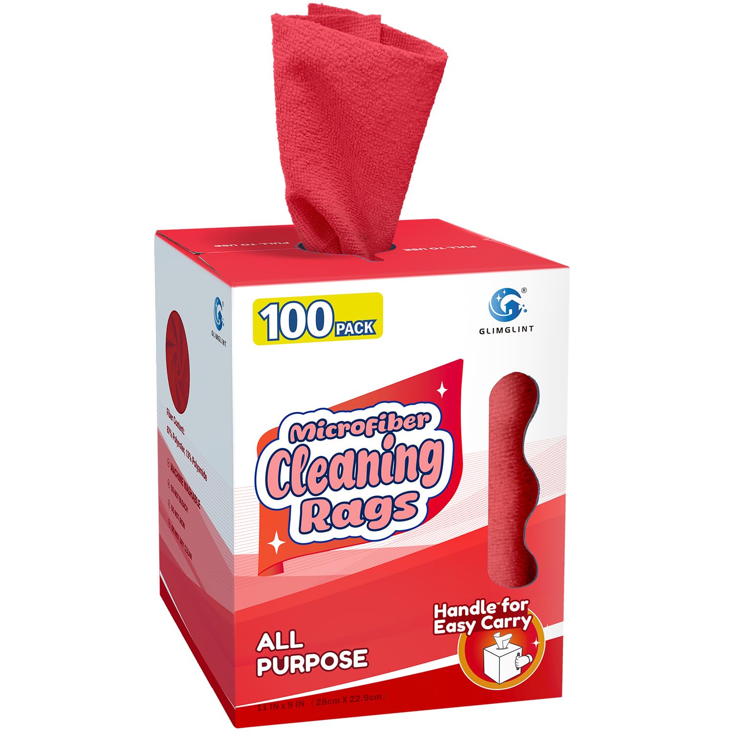 GLIMGLINT Microfiber Cleaning Cloth 100 Pack, Reusable Paper Towels 11 x 9