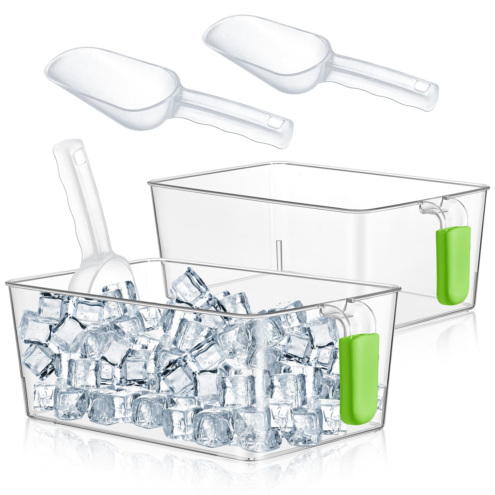 Havawish Ice Storage Bin and Flexible Scoop Set Plastic Freezer Bin