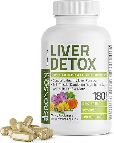 Miniatura 9 de Bronson La fórmula avanzada de desintoxicación y limpieza del hígado apoya la función hepática saludable con cardo mariano, raíz de diente de león,