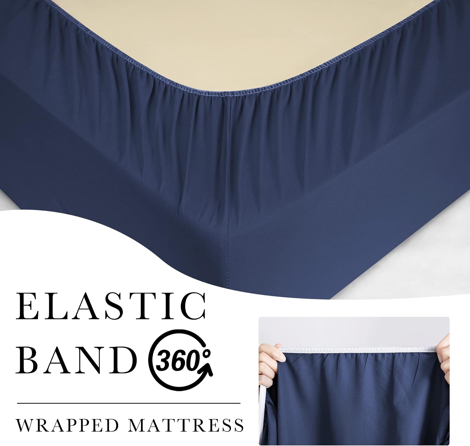 KGORGE Fitted Sheet Soft Navy Durable Bed Sheet Water-Resistant Twin Size Deep Pocket Mattress Protector Men Bed with Elastic Soft & Breathable Easy Care Polyester Microfiber Cooling, 40 x 79 Inch