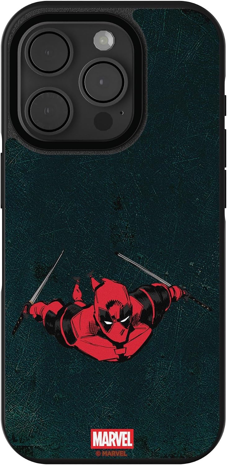 Keyscaper Marvel Deadpool Badge Bump Cell Phone Case for iPhone 16 Plus