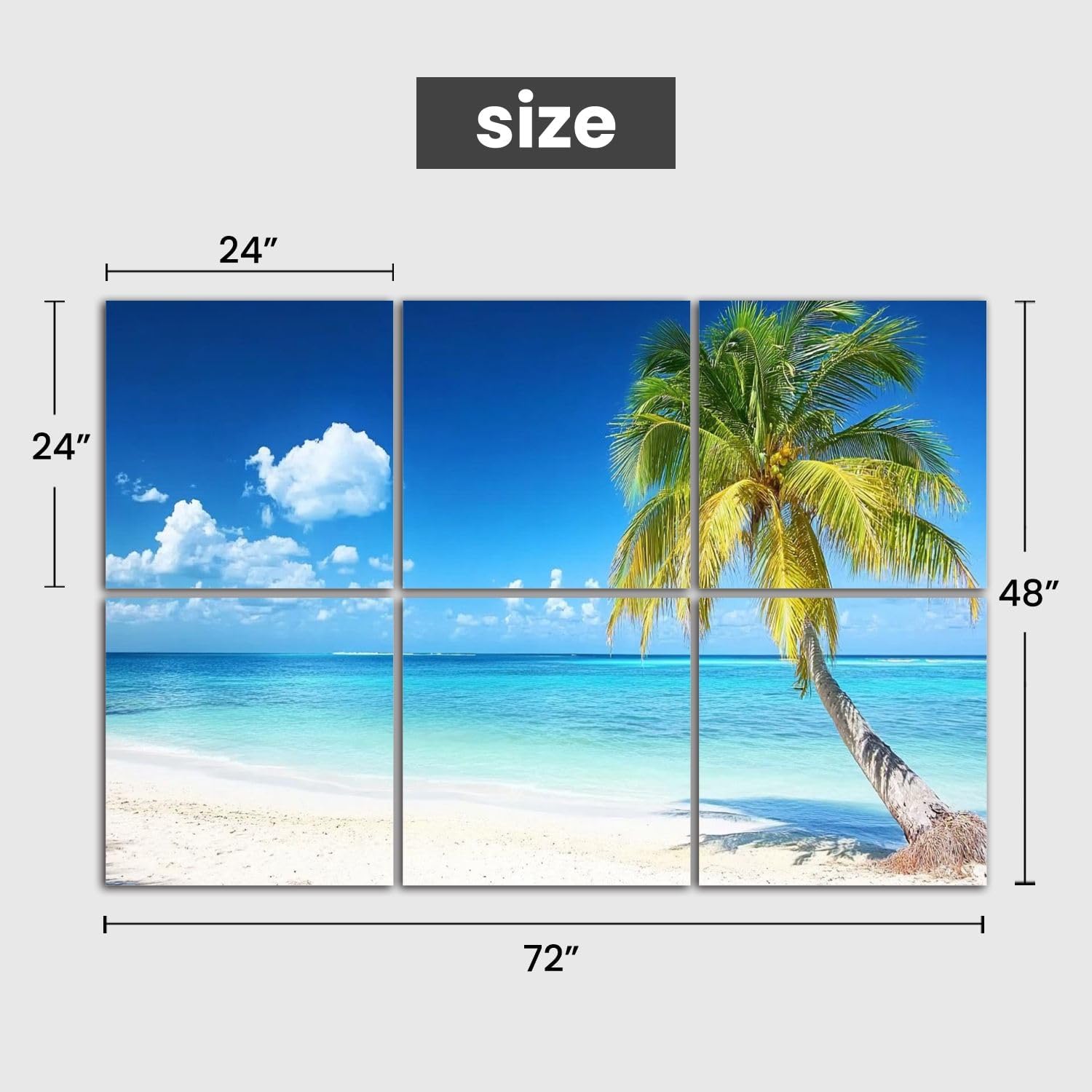 Art Acoustic Panels Scenic Coral Beach With Palm Tree 6 Pack Decorative Sound Absorbing Wall Panels 72x48" Noise Canceling Soundproof Padding Room Decor for Office