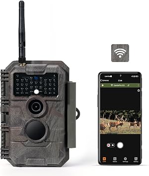 GardePro E6 WiFi Trail Camera (Non-Cellular), Stable WiFi with External Antenna, On-Site App Viewing, 64MP 1296P HD, No-Glow Night Vision, Motion Activated Waterproof Game Camera