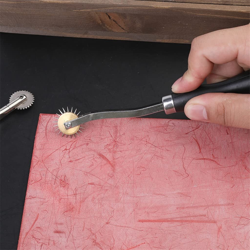 Kit de Costura de Cuero de 18 Piezas con Aguja de Ojo Grande, Hilo Encerado, punzón y Otras Herramientas manuales para Manualidades de Cuero para Principiantes.