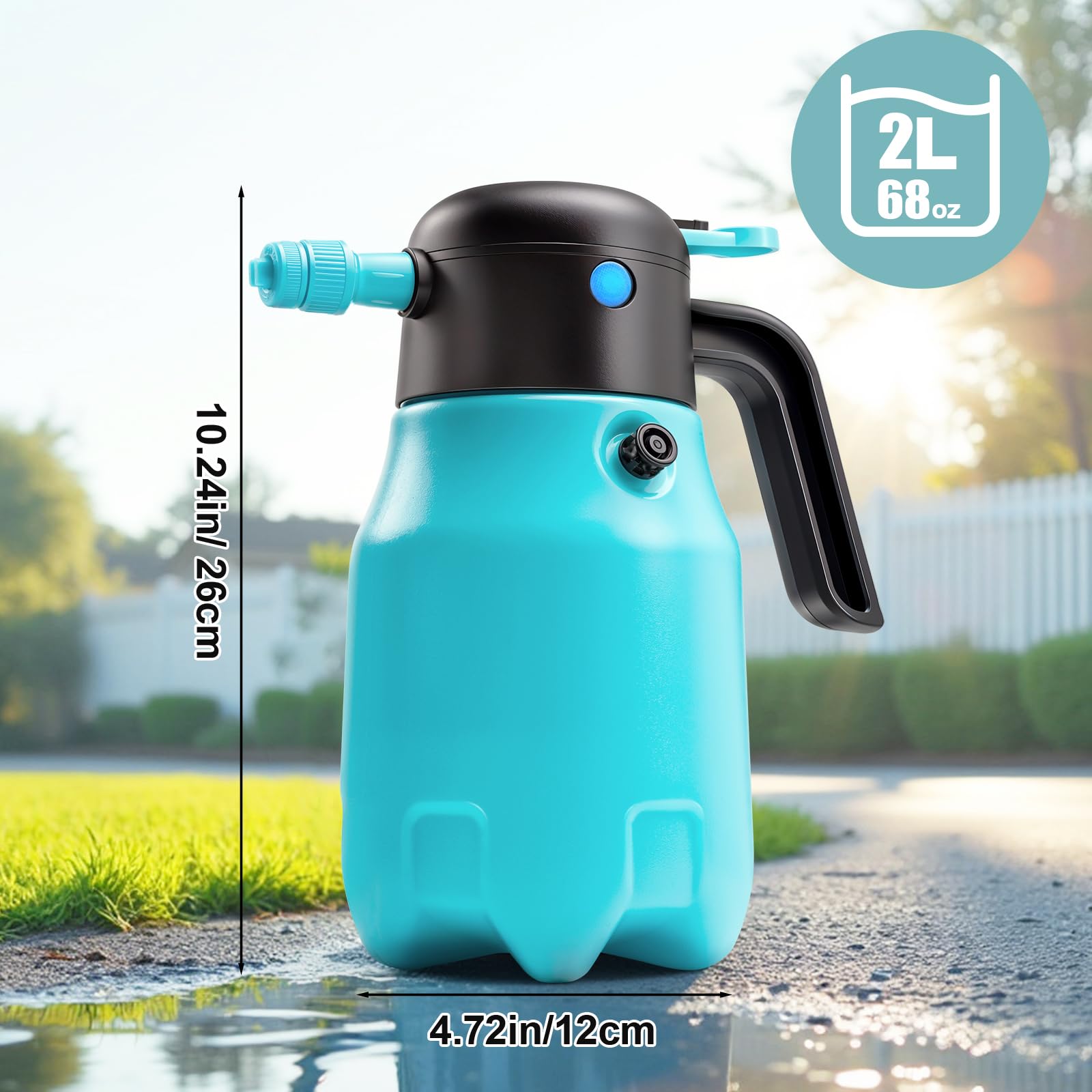 SYLSTAR Pulverizador de Espuma 2L, 7.4V Pistola de Espuma con Batería, 4,2 Bar de Potencia Pompa Irroratrice, 2 Boquillas para Detailing Automotriz, Limpieza de Vehículos (Espuma/Chorro Agua)
