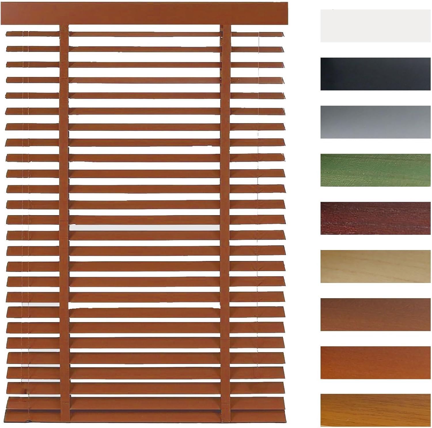 Wood Blinds 2” Slats, Blackout Wooden Blinds for Indoor Widows, Cordless Venetian Shades22 30" 36" 42" 48" 52" 68" 72" 76", Horizontal Window Shades for Home, Bedroom, Office (Dark Brown)