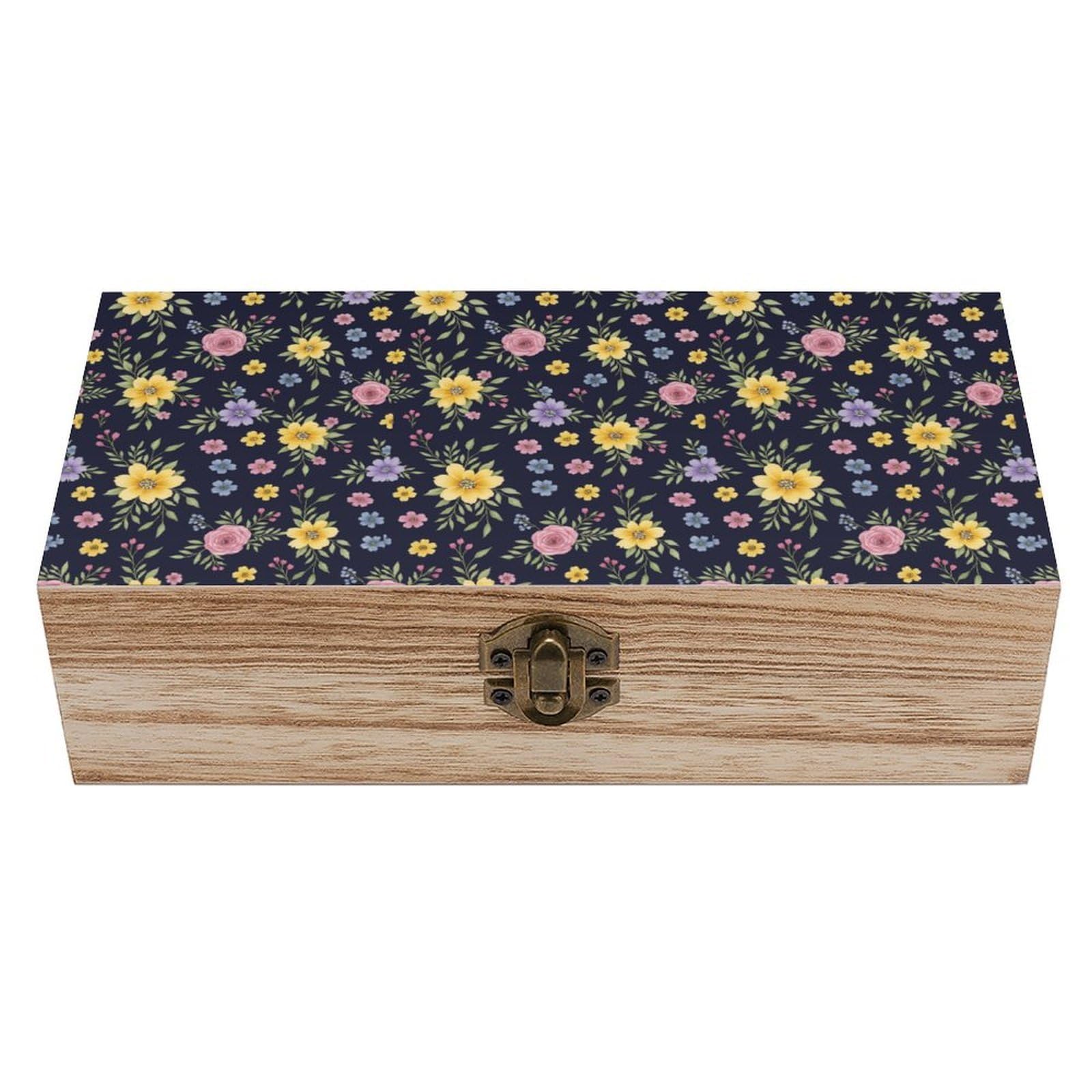 Retro Colorful Flowers Wooden Storage Vintage Keepsake Decorative Boxs