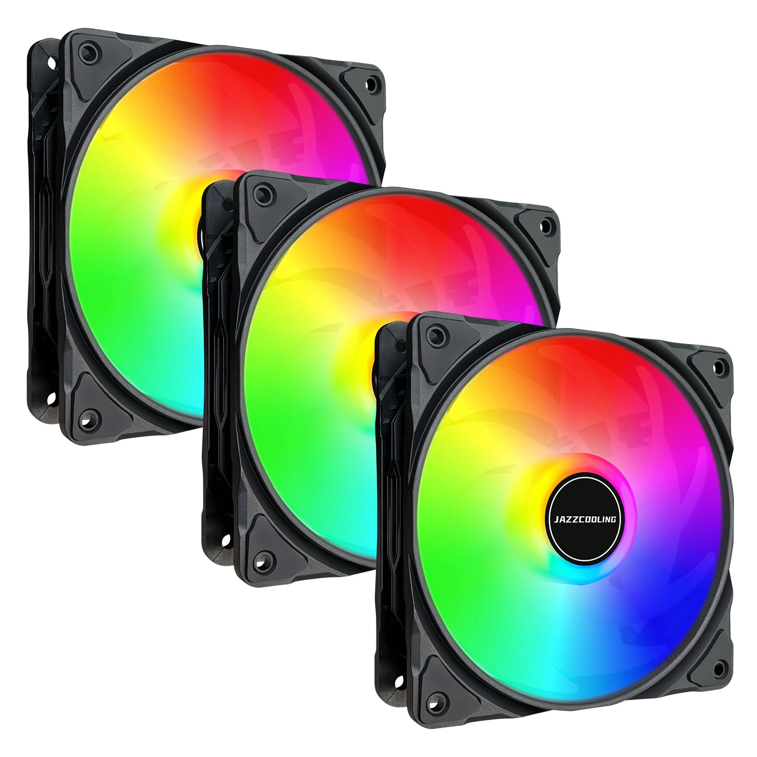 JAZZCOOLING RGB Fans 120mm Case Fan 3 Pack PC Case Fans, FM120 High Performance Quiet RGB PC