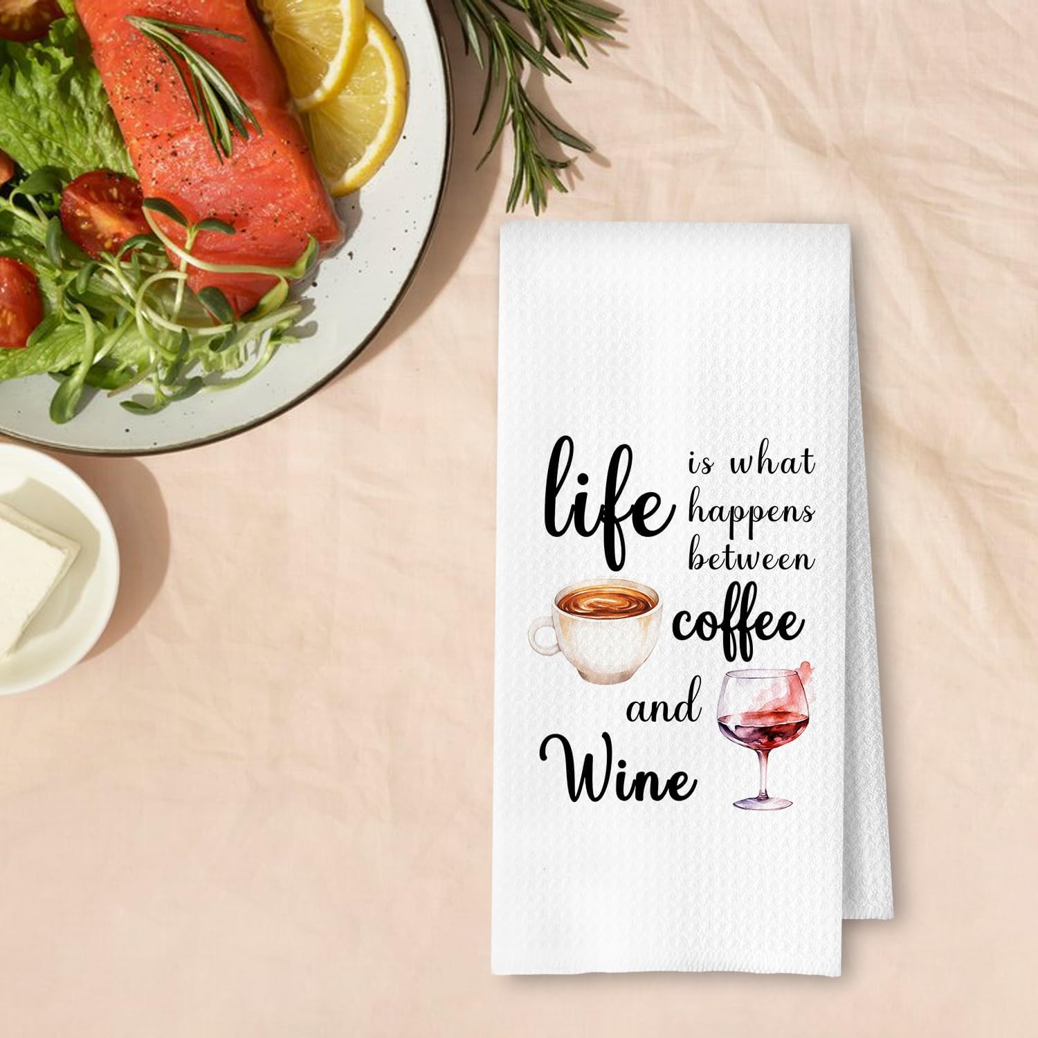 Funny Coffee and Wine Kitchen Towels, Gifts for Wine Lovers Dish Tea Bar Towels for Kitchen Bar Cart Decor, Gifts for Coffee Lovers Decorative Hand Towels, 16x24 Inches - Image 4