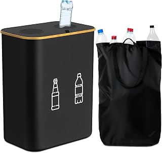 Relaxdays Pfandflaschen Sammelbehälter 160l, 2 Beutel, schwarz