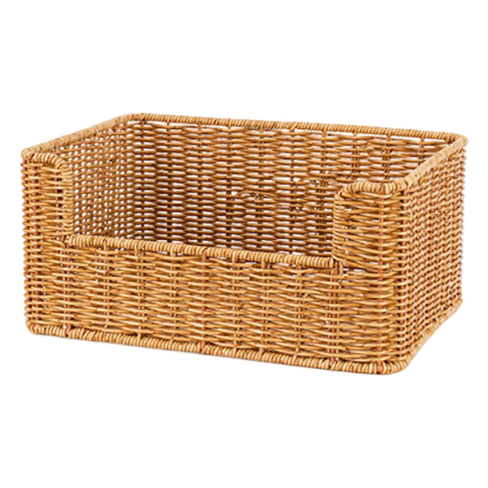 F Fityle Toy Storage Basket Woven Organizer Bin Rectangular Storage Container for Bedroom Bar Living Room Vanity Tray Snack Holder Home Decor