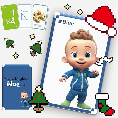 Runtoo Tarjetas didácticas, tarjetas flash de jardín de infantes para niños de 4 a 8 años de edad, estudio, 3 en 1, colores y formas, tarjetas