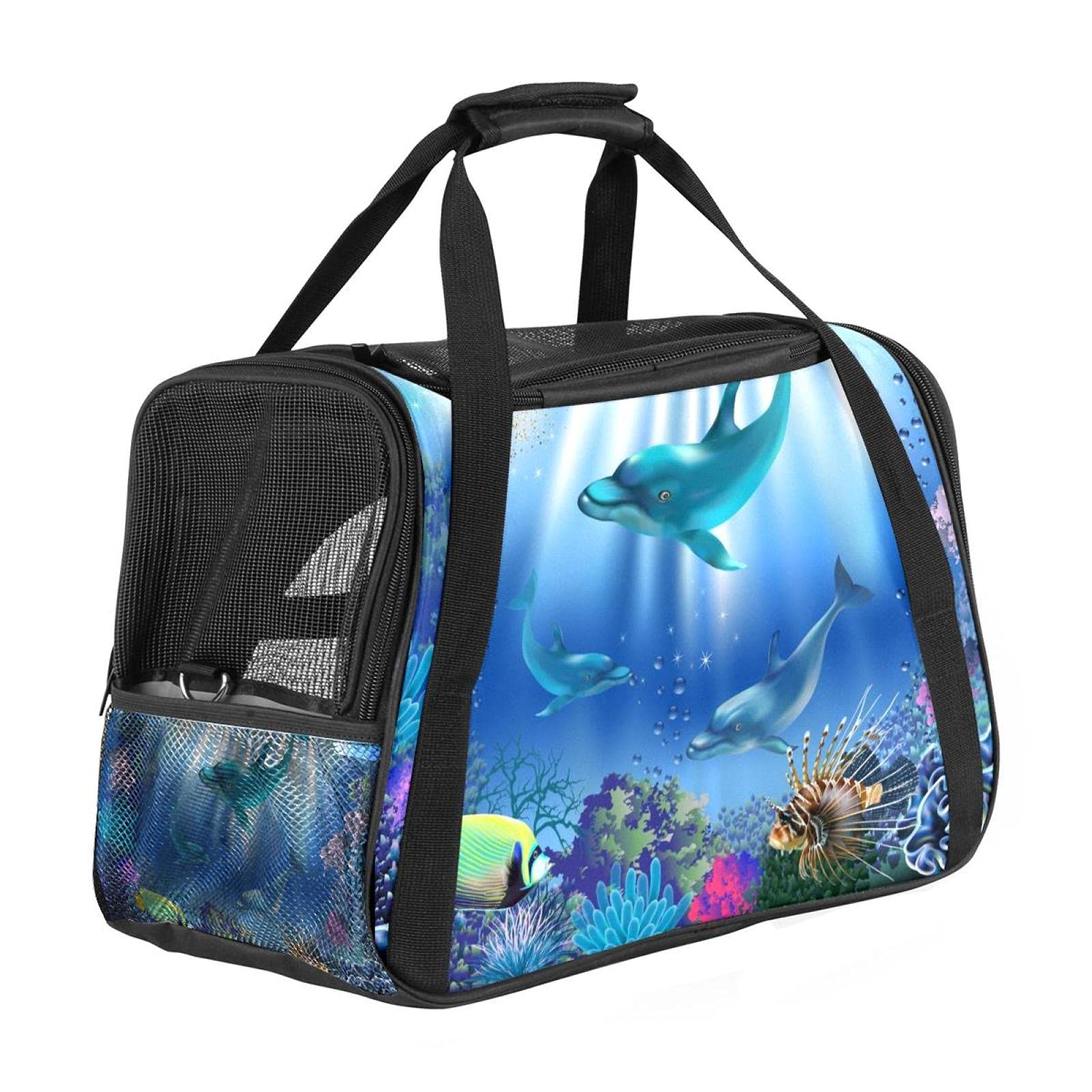 Bolsa portátil de viaje para mascotas con delfines ideal para paseos y vacaciones en avión