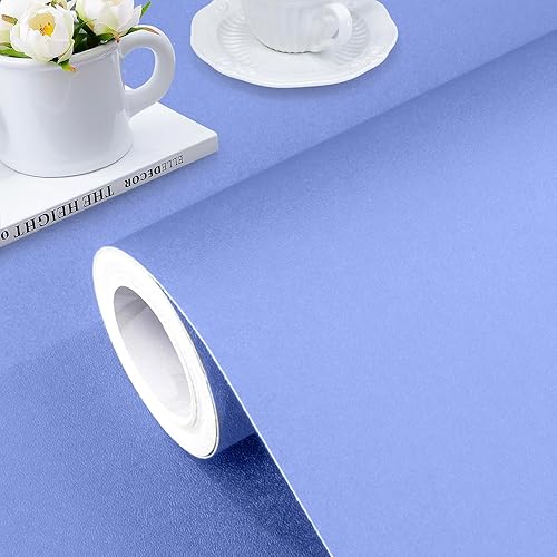 Miniatura 1 de Jeweluck Papel tapiz azul claro para despegar y pegar, papel de contacto azul cielo, 15.7 x 118.1 pulgadas, vinilo autoadhesivo puro mate extraíble