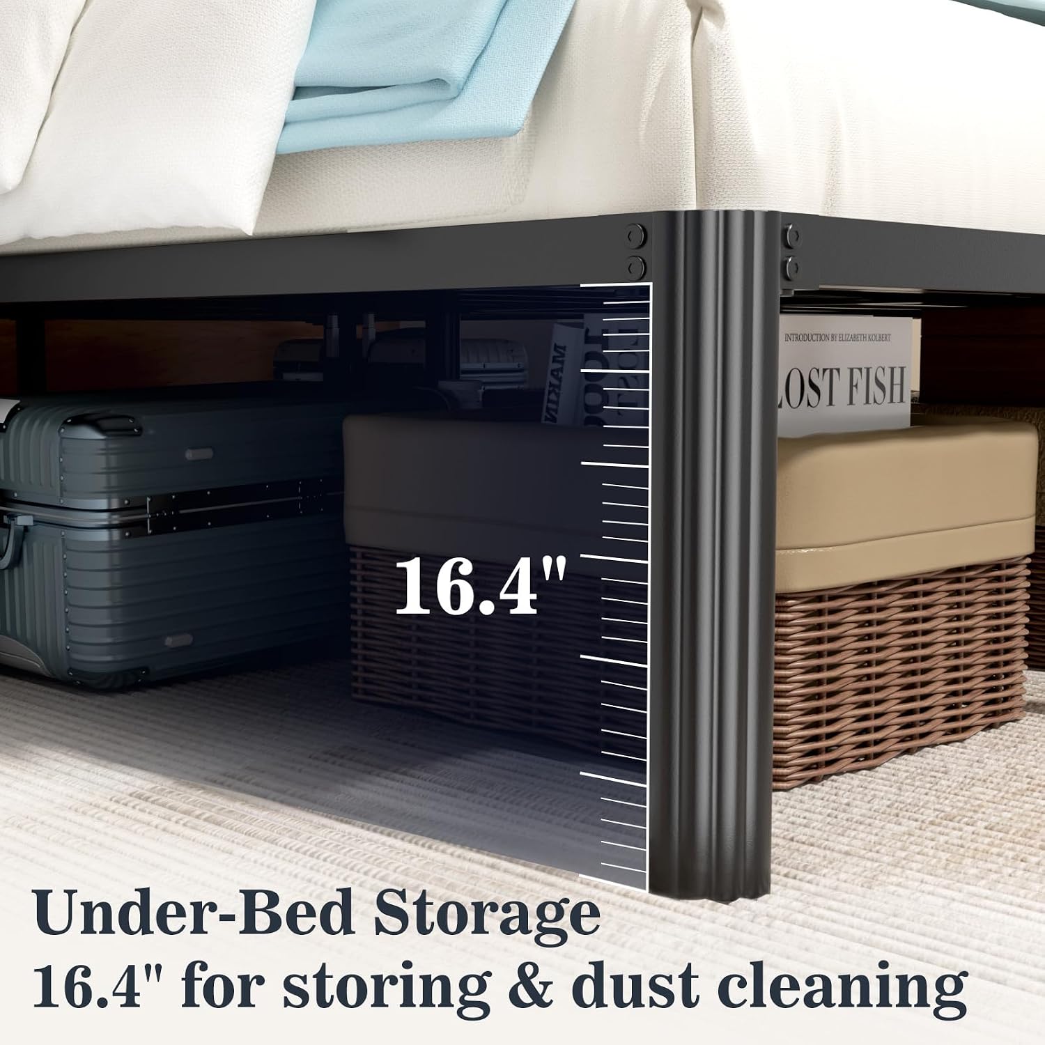 Full Metal Bed Frame 18 Inch, Heavy Duty Platform, No Box Spring Needed