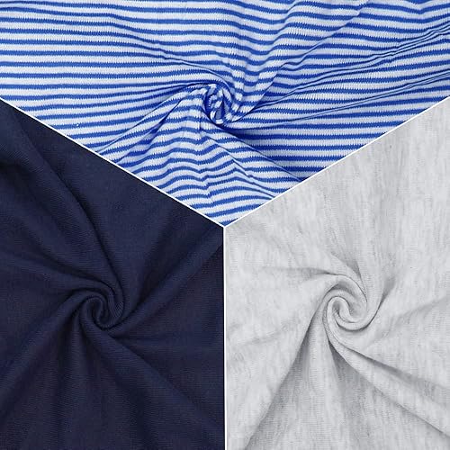 Miniatura 5 de BlueSnail Manta ajustable de algodón para bebé, ultra suave con velcro para recién nacido (paquete de 3, 0-3 meses) (gris claro, azul marino + azul