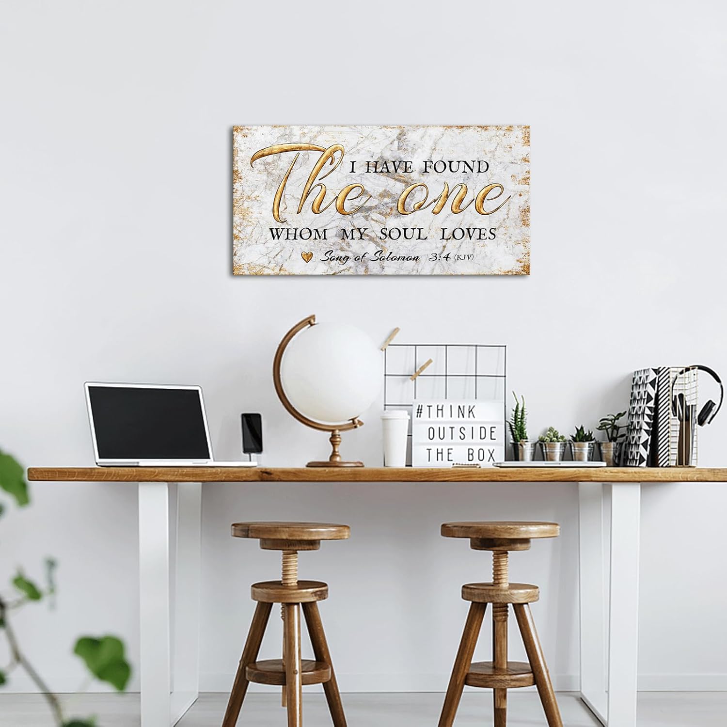 Kreative Arts I Have Found the One Whom My Soul Loves Canvas Wall Art Song of Solomon Quote Marble Background Religious Christian Scripture Print for Bedroom Living Room 20x40 Inch Ready to Hang