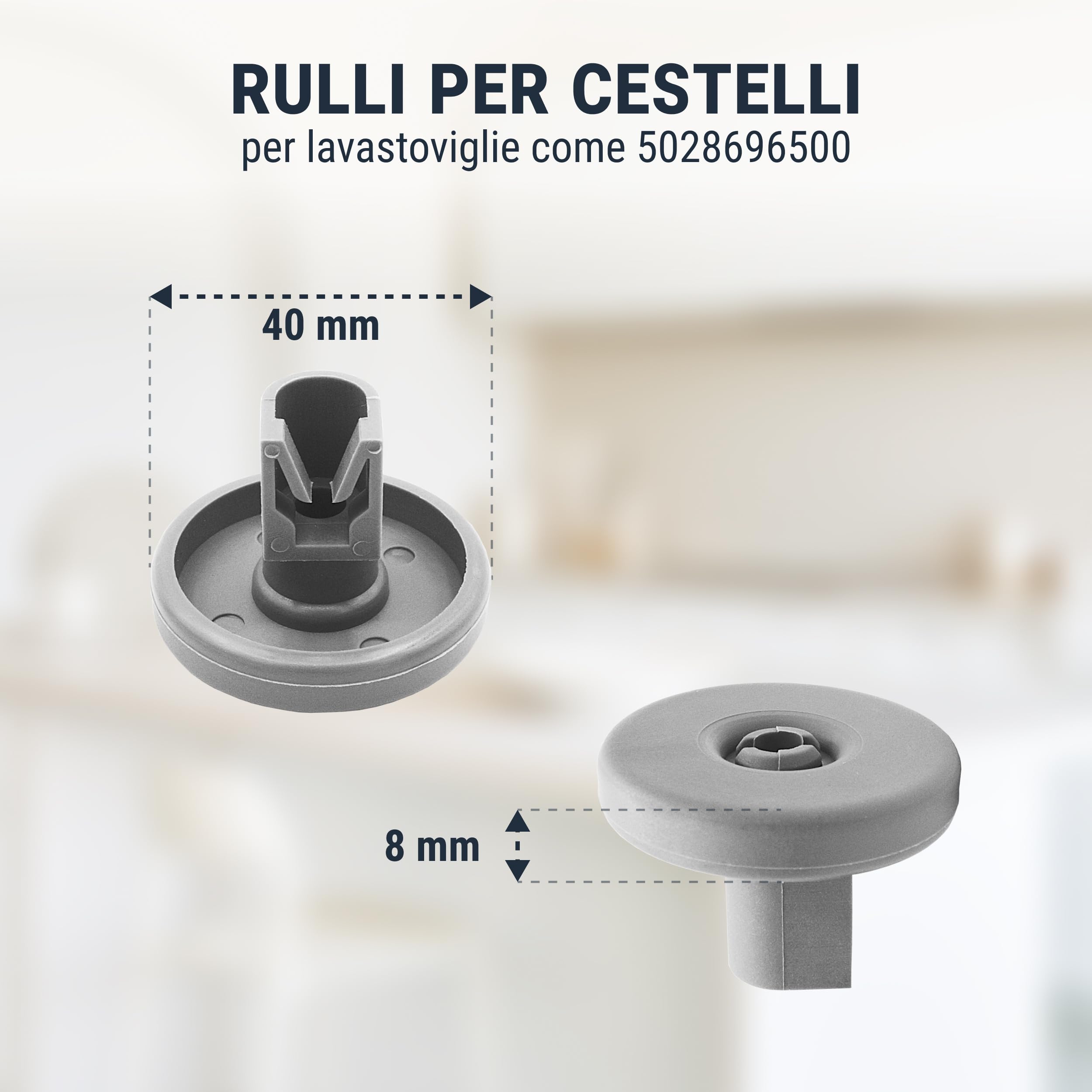 ersatzteilshop basi Rulli per cestello inferiore lavastoviglie |Set [8 pz.] | Rulli per cestello per lavastoviglie di AEG, Favorit, Privileg, Zanussi e molti altri