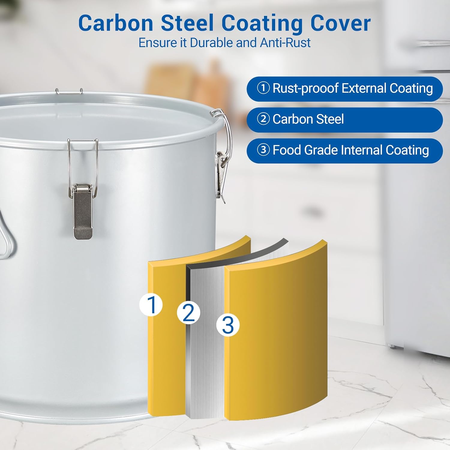 Fryer Grease Bucket 8 Gal, Fryer Oil Bucket with Lid, Oil Disposal Caddy w/Rust-Proof Coating, Coated Carbon Steel Oil Filter Pot with Caster Base, Oil Transport Container w/Lock Clips & Filter Bag
