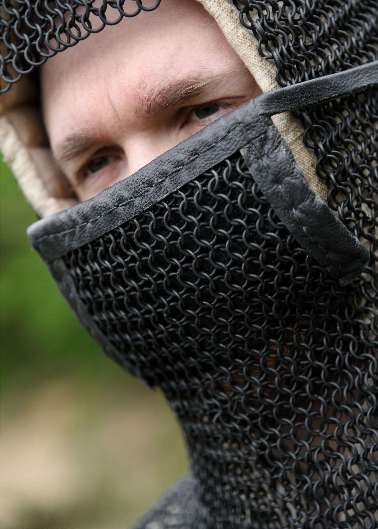 Kettenhaube de section carrée protège-dents iD8mm bruni-âge, viking, lARP