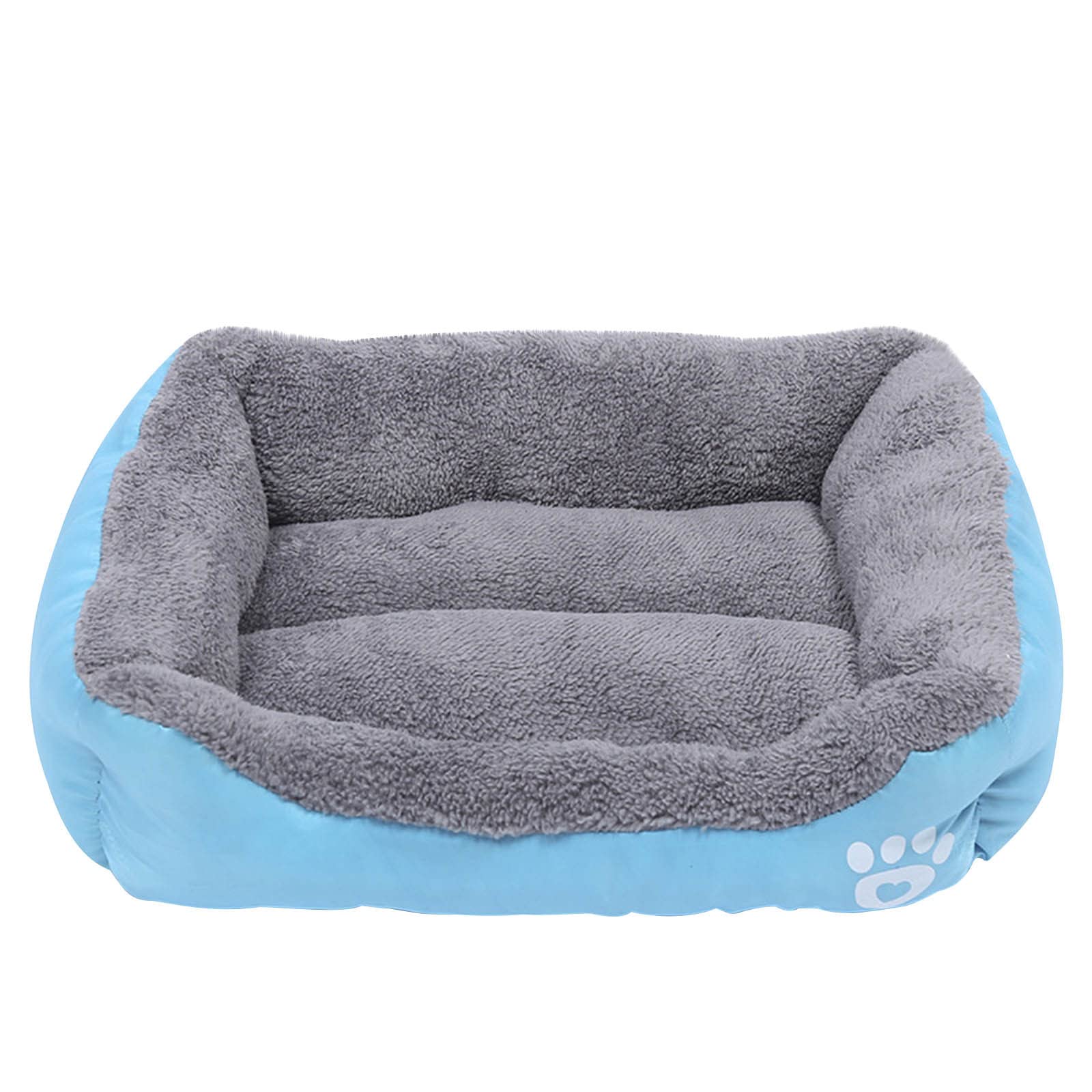 wuitopue Cat Dog Pet Warm Bed Winter Indoor Soft Plush Pet Sofa Bed Square Fluffy Pet Calming Bed for Cat Dog Puppy Pet Sleeping Self Warming Snooze Sleeping Cozy Kitty Teddy Kennel (S, Light blue)