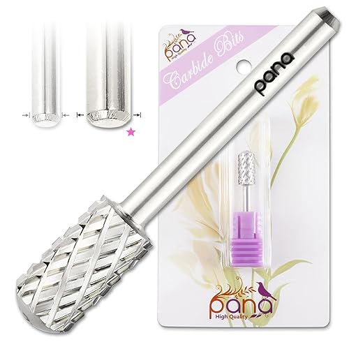 PANA Barril grande liso de 18 pulgadas de tamaño de vástago  plata grano grueso 4X  Broca de acrílico o gel duro de eliminación rápida para manicura
