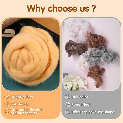 Vista 82 de 3.53 oz lana Roving, suministros de fieltro de lana, lana pura, hilo grueso, hilado de lana giratoria para fieltro de aguja, fieltro húmedo, Blanco