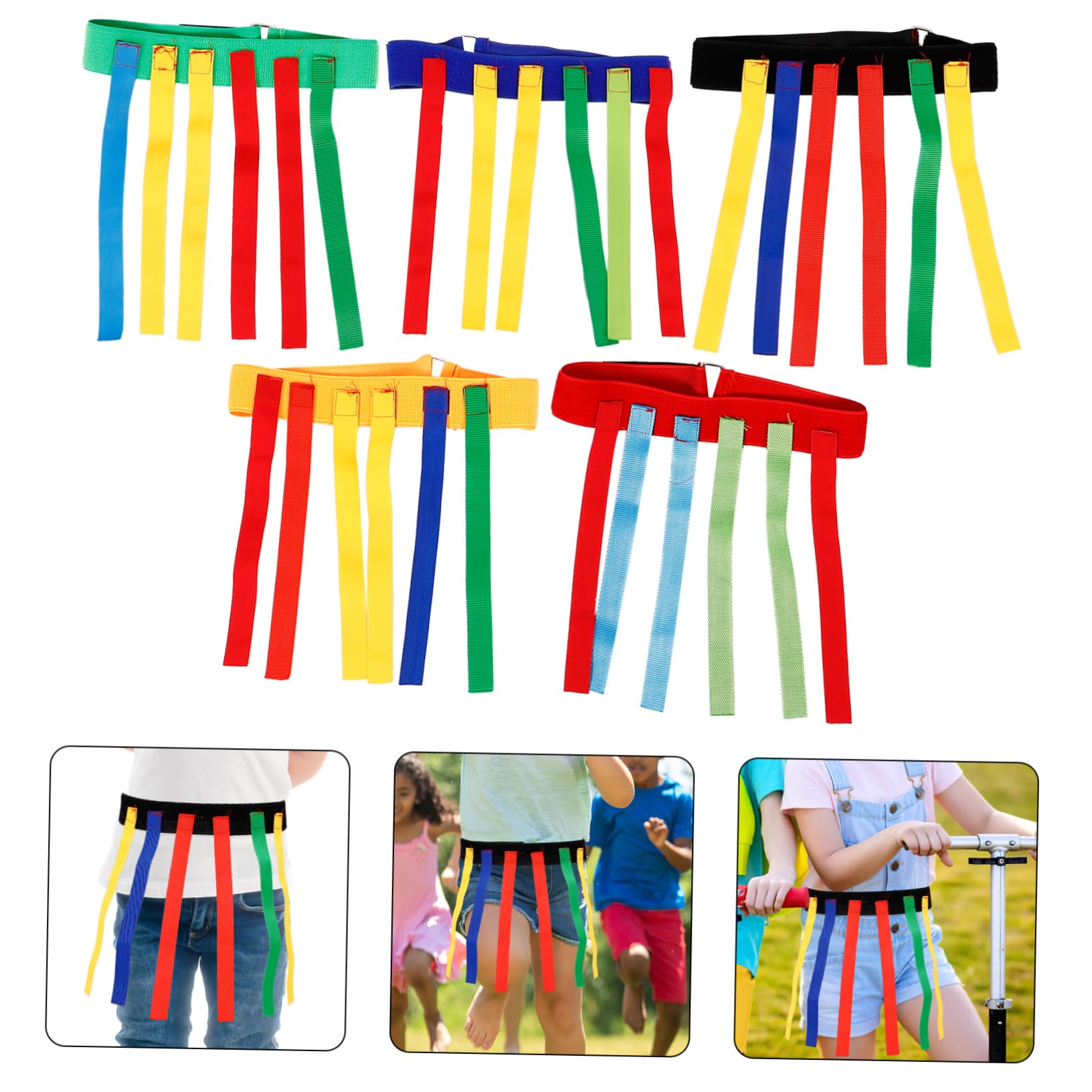 5sets Cinture Per Giochi Di Reazione Ragazzo Ragazza Attività Outdoor Con Code Colorate Prodotto Per Allenamento Sensoriale Adatto Ragazzi e Ragazze Per Giochi Di Gruppo e Famiglia