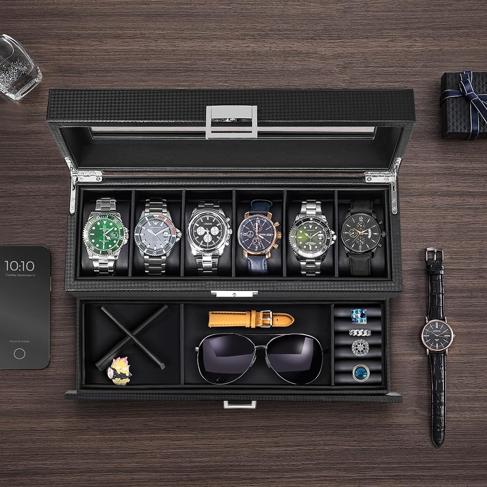 Amazon.co.jp: Anyasun 腕時計ケース 6本 腕時計収納ボックス