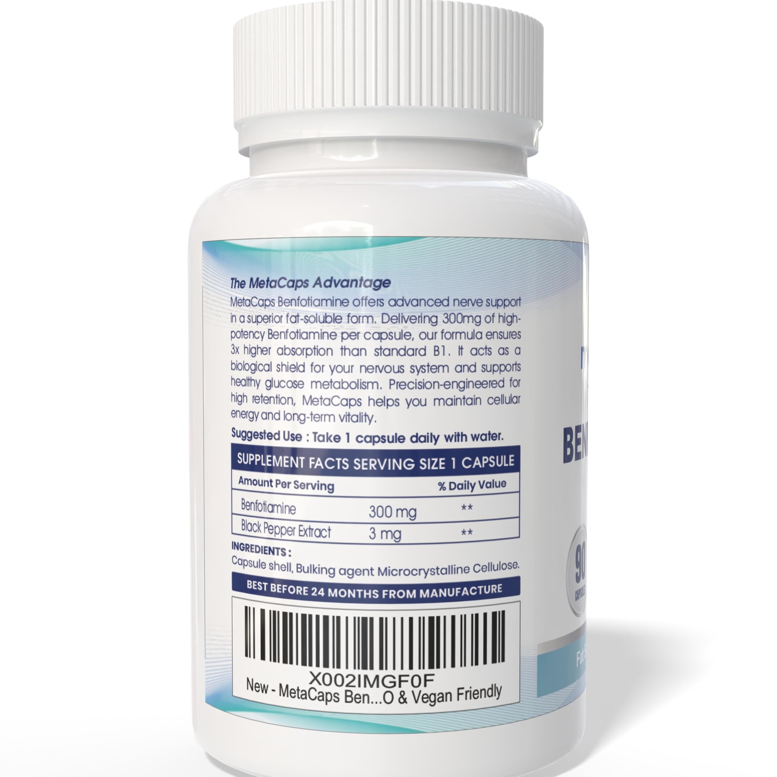 MetaCaps Benfotiamine 300mg Supplement – 90 Veg Capsules | High Absorption Fat-Soluble Vitamin B1 | Supports Nerve Health, Sugar Metabolism & Cellular Energy | Non-GMO & Vegan Friendly — Amazon image 7