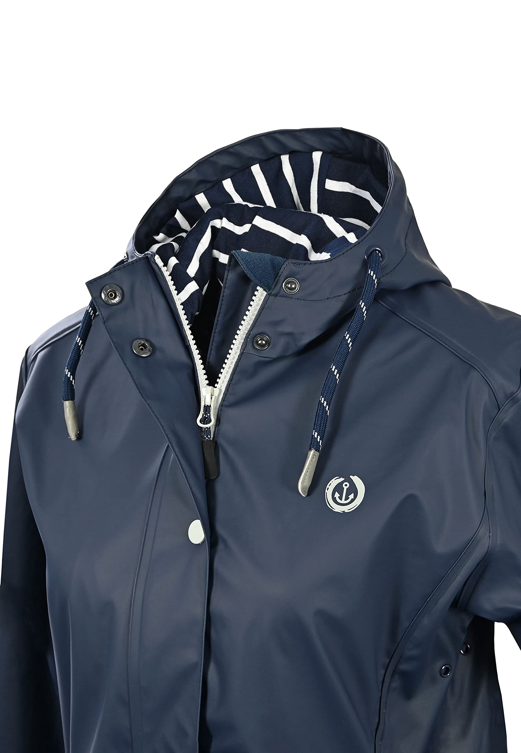MADSea Friesennerz 620 - Chubasquero para mujer (impermeable, resistente al viento, con forro interior marítimo), color blanco y azul