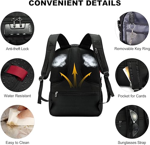 Miniatura 6 de LOVEVOOK - Mochila de almuerzo para hombres, es refrigerante y aislada, para laptop de 17 pulgadas, con puerto USB, para escuela, libros,