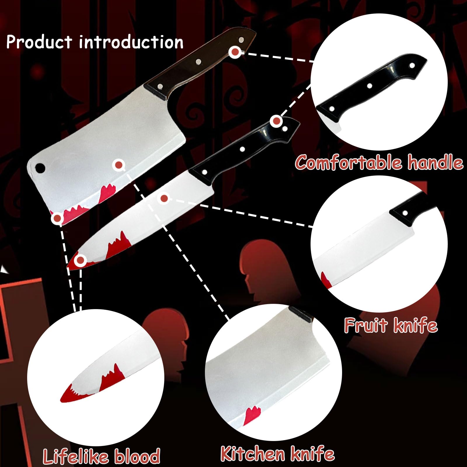 Coltello Finto Insanguinato 30cm Per Halloween - Accessorio Cosplay Realistico E Sicuro - 4