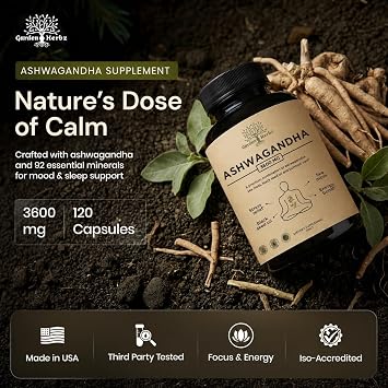 Organic Ashwagandha Supplement for Women & Men 3600 mg, Sea Moss Capsules