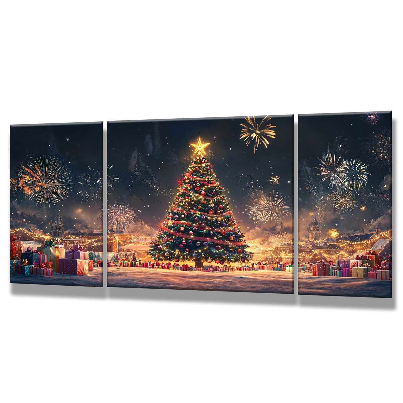 Malowanie według liczb, choinka, malowanie według liczb, dla dorosłych, 3 sztuki, "zrób to sam", 80 x 160 cm, malowanie liczbami, z pędzlami i farbą akrylową, zestaw do majsterkowania dla dorosłych