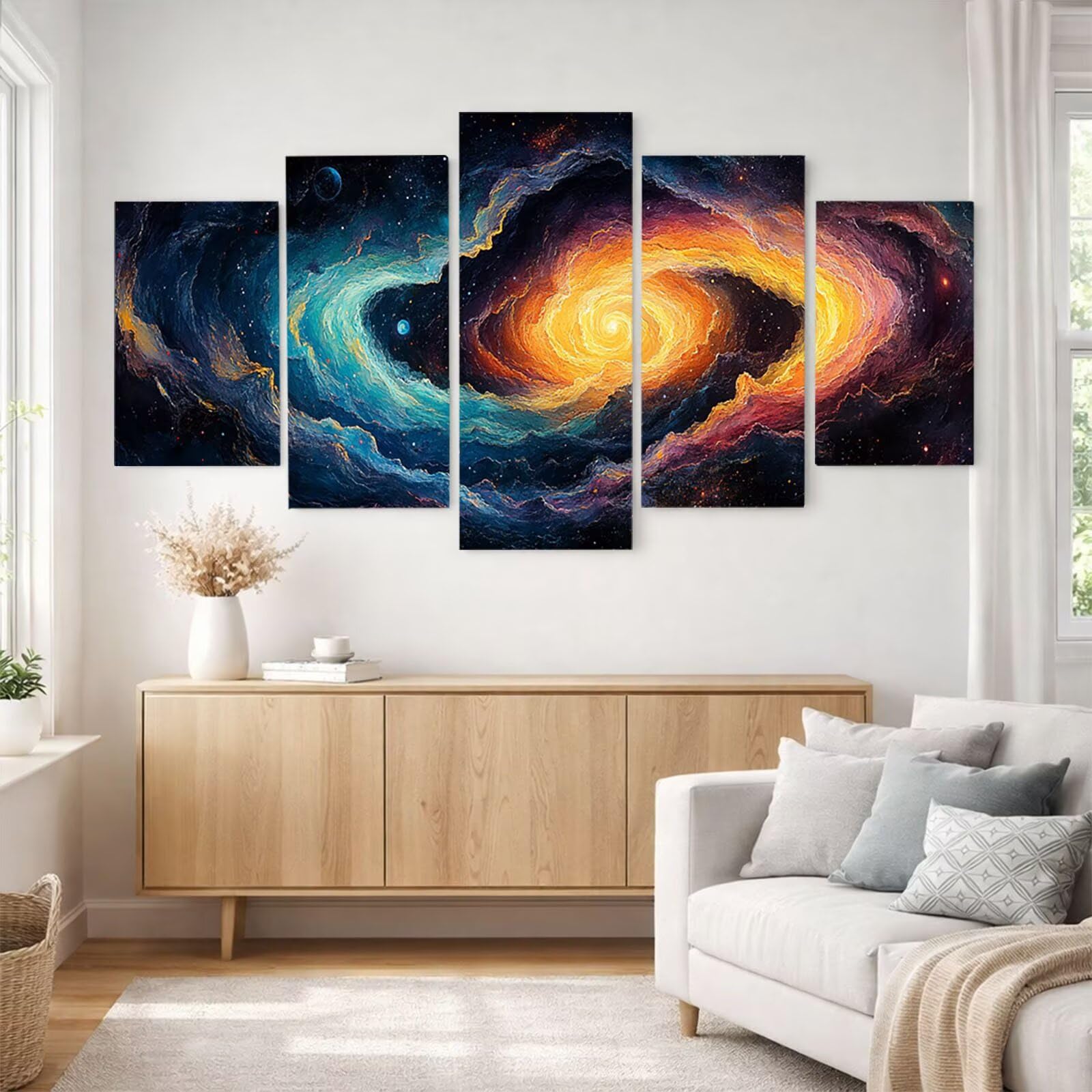 5 Pack Leuchtend Malen Nach Zahlen Erwachsene Universum YCBZ-2287 | DIY Set Erwachsene mit Pinselset Acrylfarben Set Fünf Leinwand zum Bemalen Abstrakt für Deko Wohnzimmer Geschenke für Frauen