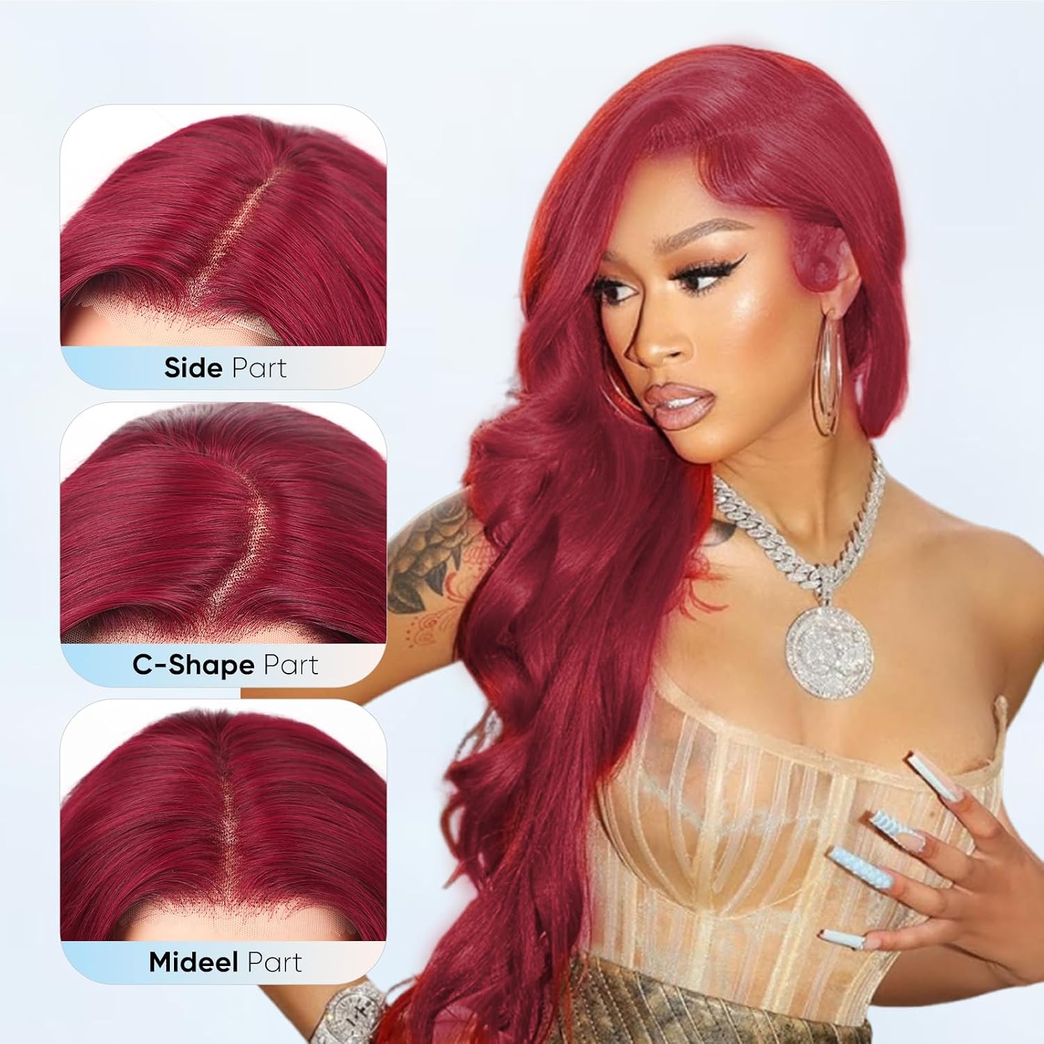 99j Burgundy Lace Front Wigs Human Hair,13x6 HD Body Wave Burgundy Lace Frontal Wigs Human Hair Pre Plucked with Baby Hair,180 Density Colored Wine Red Wig Human Hair for Women 22 Inch