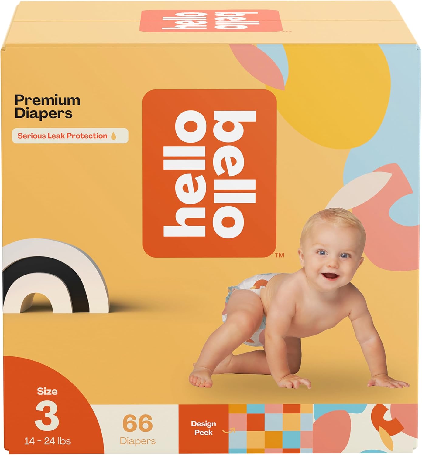 Hello Bello Premium Diapers Size 3, Honeysuckle Designs, 66ct Club Box, Hypoallergenic and Extra Absorbent Size 3 Honeysuckle