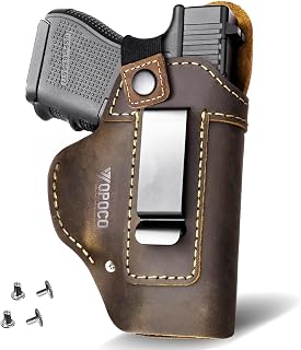 IWB Leather Holster, Genuine Leather Gun Holster for Glock 17/19/42/43X, Taurus G2/G2C/G3C, Concealed Carry Gun Holsters for Sig P365/P320 Ruger LCP/LC9S/Security 9, M&P 9mm Shield & Most Size Pistol