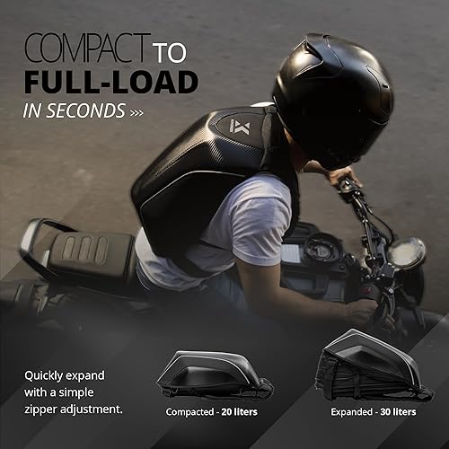 Miniatura 4 de KRONOX Mochila de motocicleta. Protección rígida se adapta a un casco y cuaderno de 15 pulgadas, Negro, Mochilas tradicionales