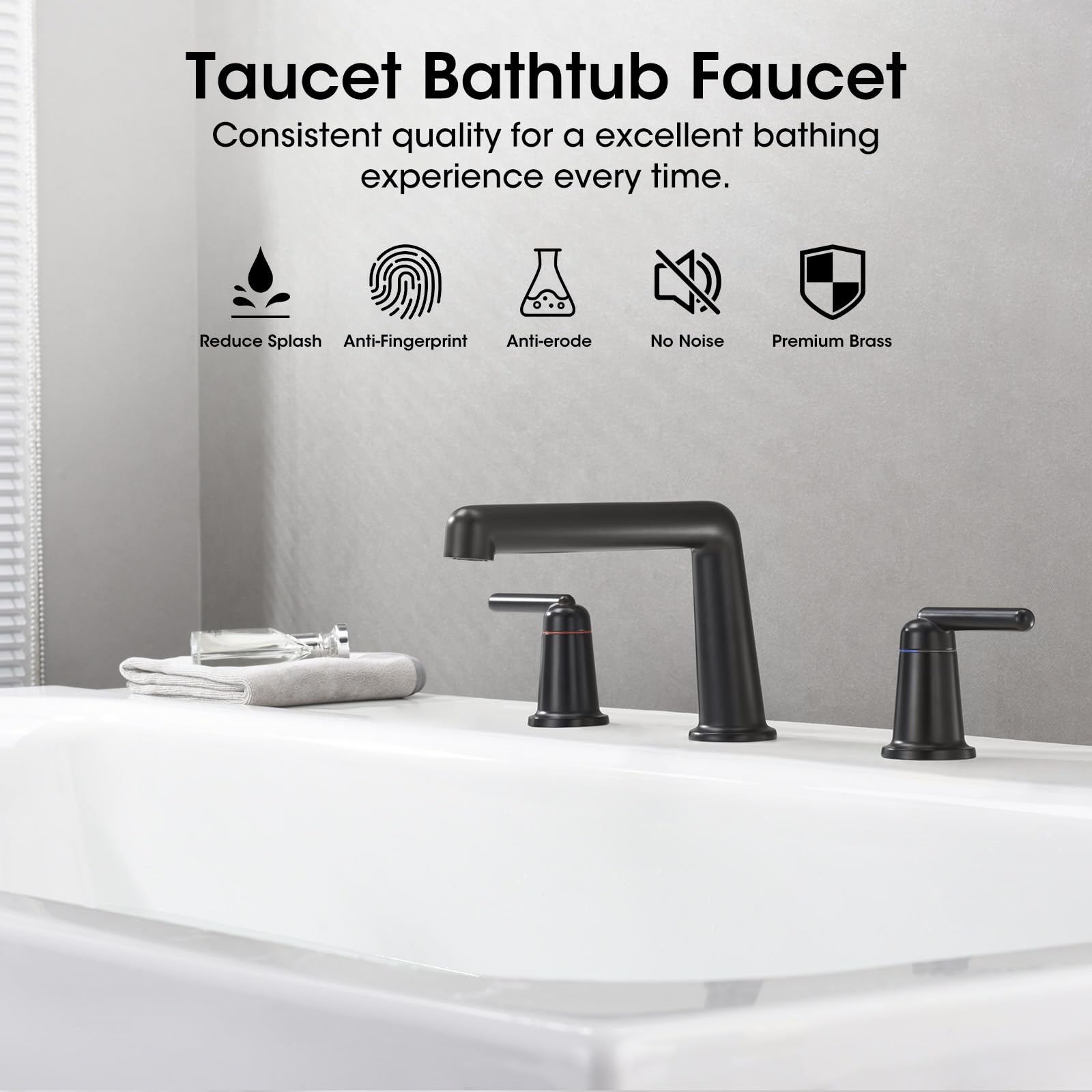 Roman Tub Waterfall Faucet | Deck Mount 3-Hole, Brass Construction, 2 Handle, High Flow