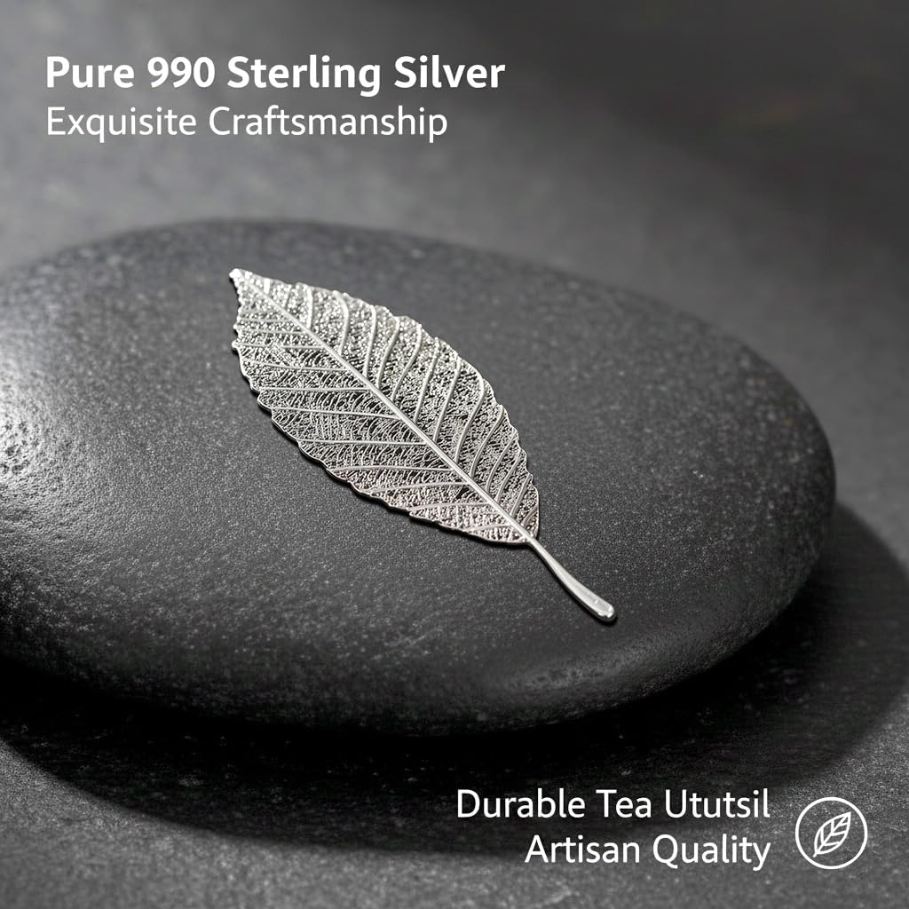 Pure Silver Tea Leaves, Sterling Silver Tea Ceremony, Purifies Water & Enhances Water Quality, Feng Shui Decor Symbolizing Purity, Serenity & Tea Ritual Aesthetic image 4