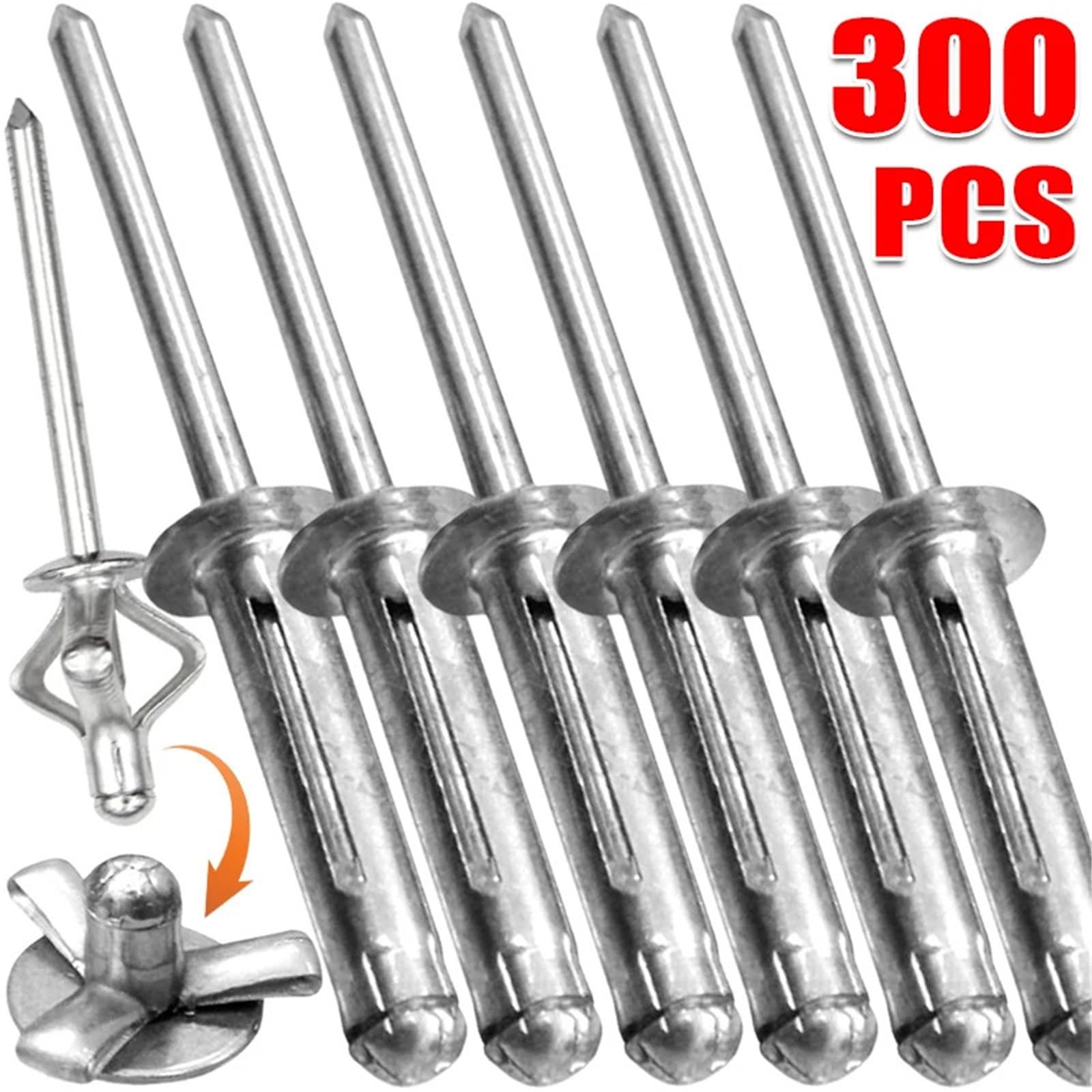 Rivetti Kit di assortimento rivetti ciechi a testa tonda in alluminio for pop ripiegabili for riparazioni automobilistiche in plastica legno, chiodi fissaggio, hardware(200PCS,4mm)
