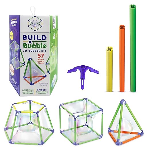 Build A Bubble Montessori 3D Bubble Maker Kit for Kids 8 & Up - Funfilled Easy to Use 57-Piece STEM Building Toys Kit - Indoor Educational STEAM Bubble Toys That Help with Your Child's Development