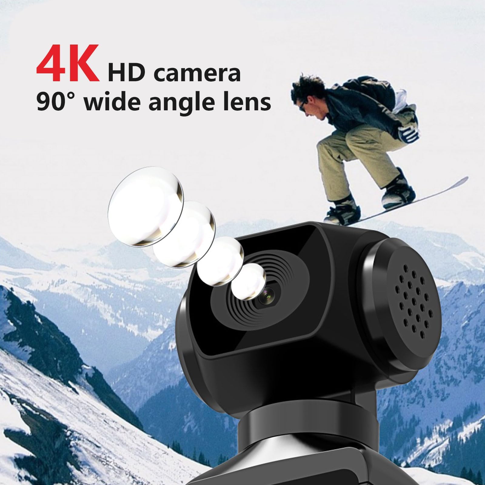 Sportowa kamera kieszonkowa, 3-osiowy ręczny stabilizator gimbala, rejestrator wideo 4k / obiektyw obrotowy 270° / wideo HD 1080p / złącze zewnętrzne mikrofonu 2,5