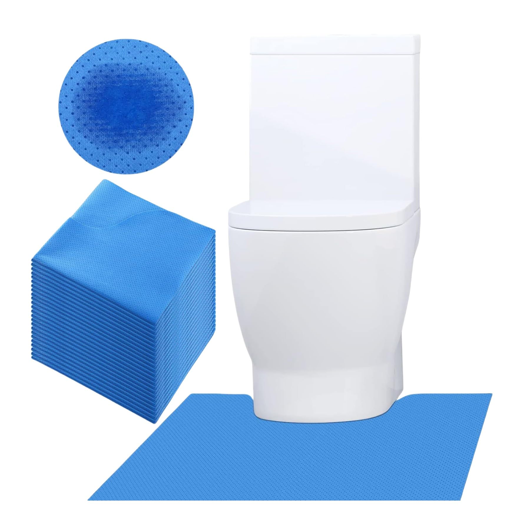 Blue Upgraded 25 Pack Disposable Toilet Mats,Super Absorbent Toilet Training Mat for Kids & Adults,Non-Slip Pads for Bathroom Floor,U-Shaped Potty