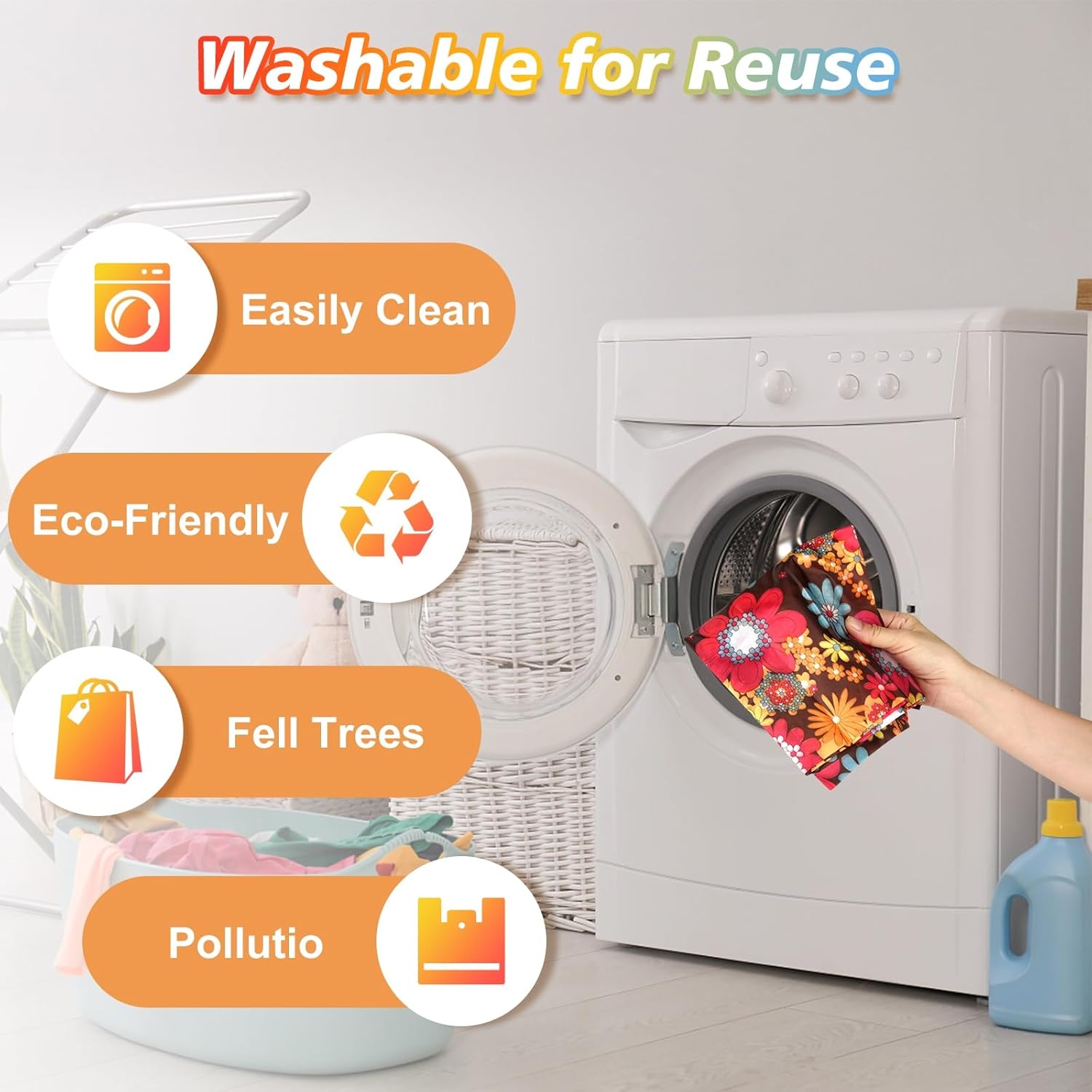 MIAHART Reusable Grocery Bags - Foldable, Cute Tote Bags - Waterproof Nylon - Image 4