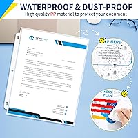 Vista 4 de SUNEE Protectores de hojas 50 paquetes para carpeta de 3 anillos, fundas de plástico transparente de 8.5 x 11 pulgadas para papel, documentos