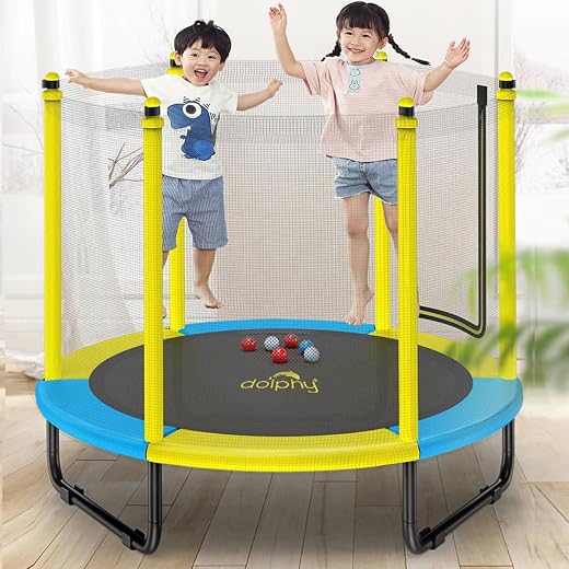 Dolphy 60 Inch Trampoline for Kids with Safety Net | Indoor & Outdoor | Powerful Loading Capacity - 100KG | Stainless Stee...